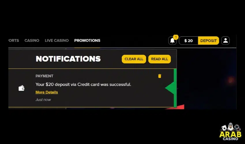 Betfinal Casino confirmed my $20 deposit