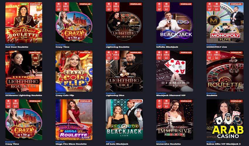 Live games at YYY Casino 