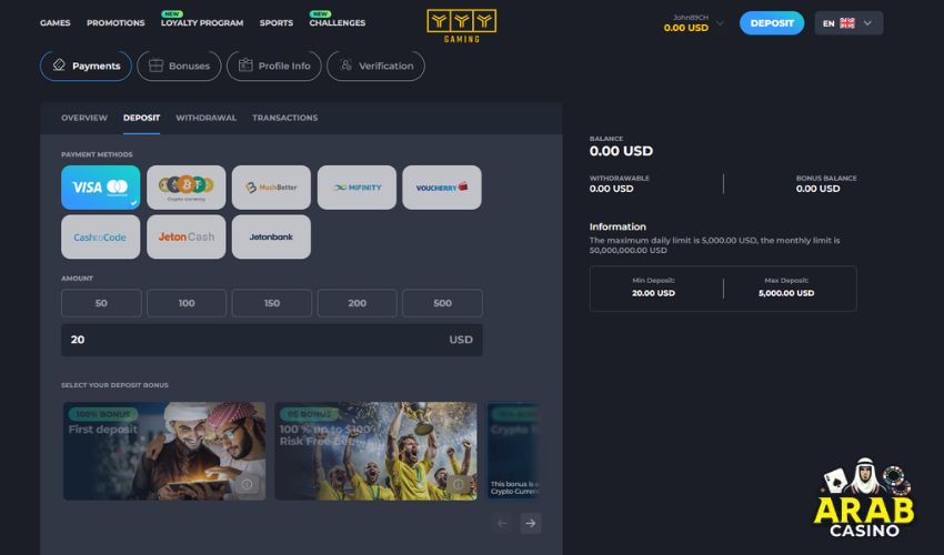Review of YYY Casino Payment Methods