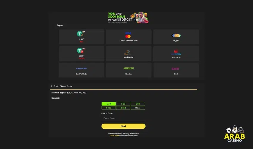 888 Casino deposit options