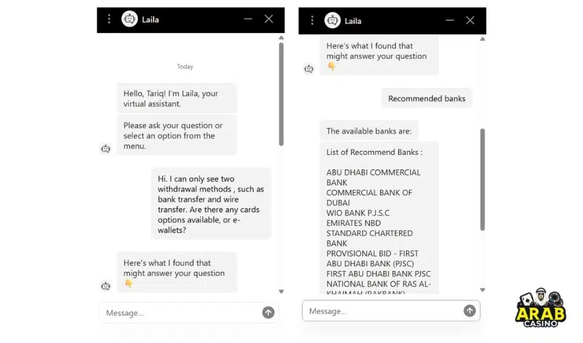 Interaction with live chat support at 888 Casino