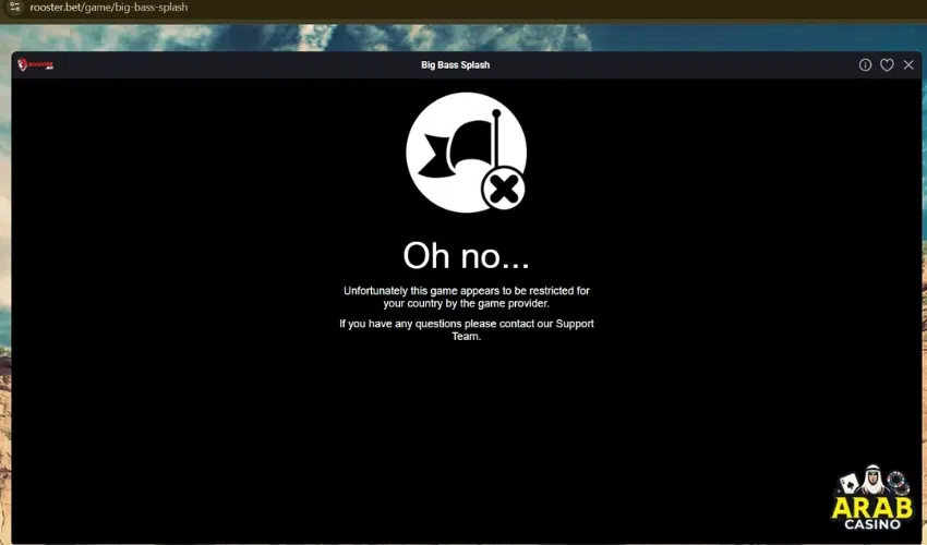 Big Bass Splash game at Roosterbet is not available for players in UAE