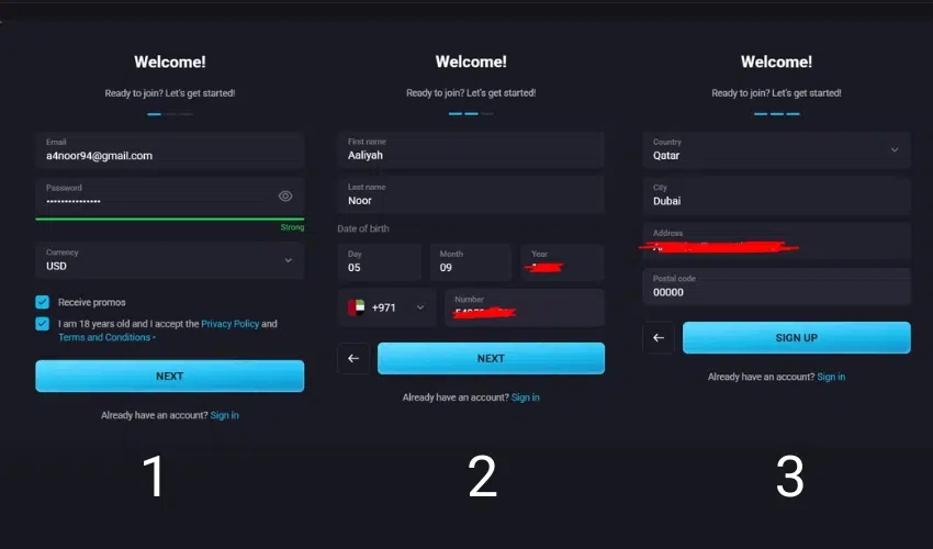 PlayMojo Casino Signup process