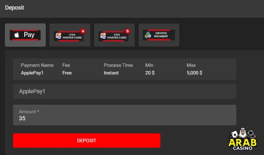 Dubibet accepts Apple Pay as a payment method for casino gaming