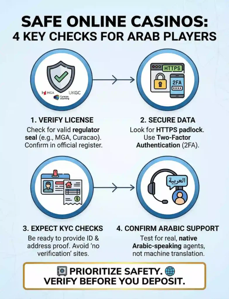 Infographic about How to Choose a Safe Casino (Arab Player Checklist)